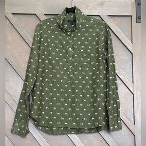 J. Crew Button Down Henley with whimsical dog print 🐶